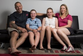 Sought second opinion: Belinda and Darryn Thomson with their children Emma and Jack at their home in Reid.