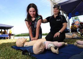 Royal Life Saving training and development coordinator Alison Green with daughter Darcy, 10, at the event.