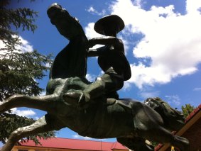 Where in the Snowies last week. Congratulations to Norma Summerell, who  correctly identified this picture as the statue of The Man from Snowy River in Centennial Park, Cooma.