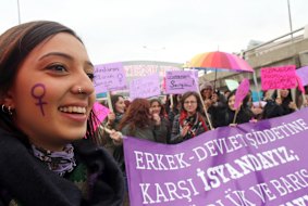 Protesters in Ankara, Turkey, in November, denounce the violence of Islamic State in the neighbouring Syria and Iraq.