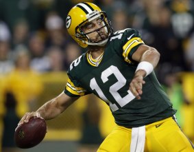 Going deep: Green Bay Packers star Aaron Rodgers throws long against the Seattle Seahawks.