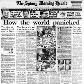 <i>The Sydney Morning Herald</i>, October 20, 1987 – the stock market crash.