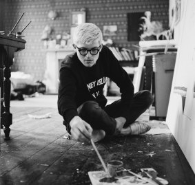 David Hockney working in the studio, circa 1967.