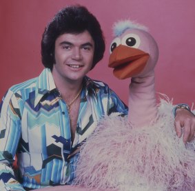 Publicity shot from Nine's 'Hey Hey It's Saturday' showing host Daryl Somers and the much-loved puppet created by Axel Axelrad, Ossie Ostrich.
