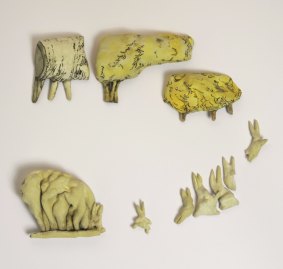 Bev Hogg's artwork "Hedge Fun" from Mini Ceramics at Bilk Gallery.