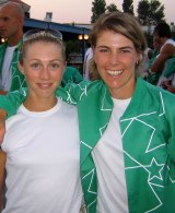 Halliday, left, and Callie were hot favourites for gold in Athens but came fourth.