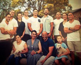 All in the family: Jordan Rapana at home with his family.