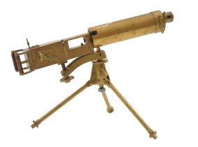 A brass model of a Gatling Gun was one of a number of lower priced items.