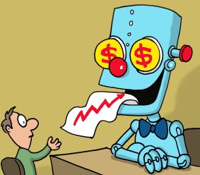 Robots can beat humans for simple financial advice. Illustration: John Shakespeare