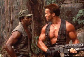 Carl Weathers (left) and Arnold Schwarzenegger in Predator.