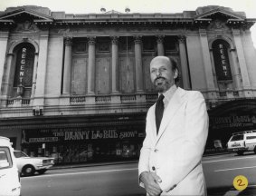 Leon Fink outside the Regent Theatre in 1979. It was controversially demolished a decade later, robbing the city of a grand old theatre. 