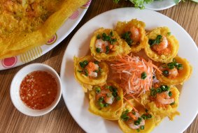 The Banh Khot (mini pancakes with prawns) at Than Ha 2.
