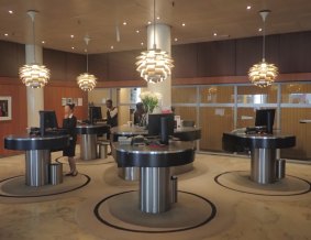 The stylish lobby of the Radisson Blu Royal Hotel, featured in <i>The Bridge</i>.
