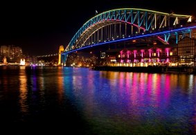 The Harbour Bridge during last year's Vivid light festival.