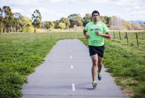 Gian Balmer, pictured, and his friend Freya Caws are on track to be the highest individual fundraisers for the Canberra Times Fun Run.