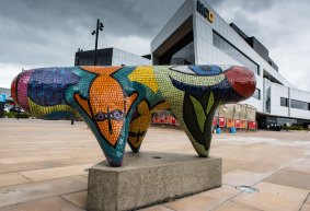 A Deborah Halpern sculpture. Halpern's works form part of the sculpture trail outside Manningham Art Gallery.