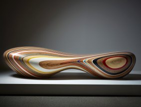 The Remix chaise longue, carved from different woods and plastics.