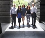 Democratic exercise: From left, Bruce Shaw, Shuwen Ling, Maria Petricevic, Renee Hill and Hani Akaoui spent six Saturdays nutting out their vision for Melbourne. 