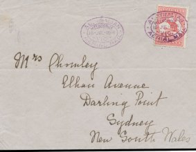 Cover sent on the first Melbourne to Sydney air mail flight.