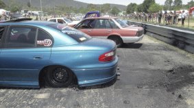 The aftermath of the Summernats 2015 burnout world record attempt.