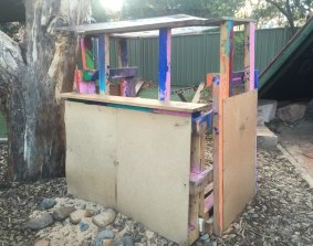 A cubbyhouse built by children at a preschool in  Adamstown as part of a program exposing them to risk. They built it using hammers, saws and powertools (under supervision.) 