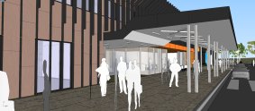 An artist's impression of the main entry of the new University of Canberra public hospital.