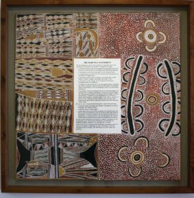 The Barunga statement, which hangs in Parliament House.