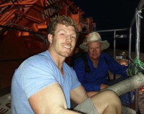 Chained to the digger from 5.30am - David Pocock and fellow activist farmer Rick Laird were arrested on Sunday 30 November.