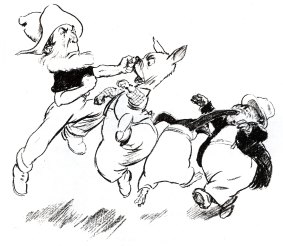 Illustration of Bill Barnacle and Sam Sawnoff from the classic children's book <I>The Magic Pudding</I>.