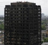 The fire-gutted Grenfell Tower in London.