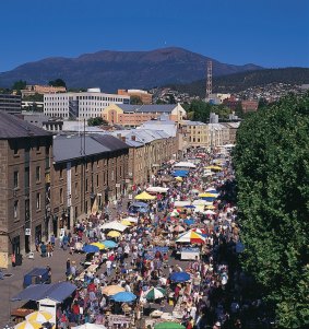 Crowded: Salamanca Market, Hobart.