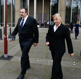 Shaun McNeil's mother and step-father, Sharon and Liam McCormack, leave court.