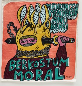Eko Nugroho's <i>Menunggu pendekar ahli benci berkostum moral</i> from the installation Lot Lost  
at the Art Gallery of New South Wales. 