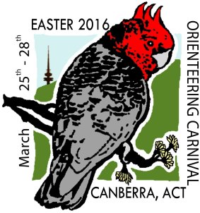 Tate Needham's cocky orienteering festival logo.