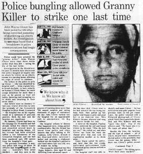 ''Granny Killer'' coverage: The front page of <i>The Sydney Morning Herald</i> on Saturday, November 30, 1991.