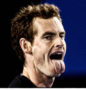 Andy Murray shows his frustrations during the second set in his fourth-round match against Grigor Dimitrov of Bulgaria on day seven of the Australian Open.