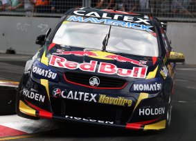 Jamie Whincup drives his Holden at Sydney Olympic Park.