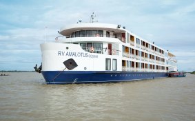 RV Amalotus sails on the Mekong River for APT.
