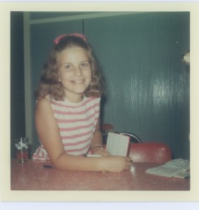 Eleven-year-old Susan in 1969, with the diary in which she wrote of her love at first sight.