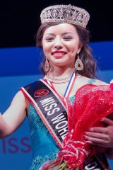 Anastasia Lin is crowned Miss World Canada in May this year.