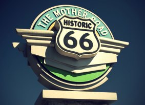 Historic Route 66 sign in California.