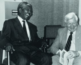Pat Geraghty with Nelson Mandela