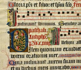 Detail of a large choir psalter leaf produced in northern France/Flanders in about 1500. 