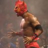 A lucha libre wrestler shouts to the crowd at Arena Mexico.