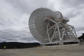 Canberra's new $55 million DSS35 antenna is 34 metres in diameter. It could one day capture mankind's first steps on Mars. 