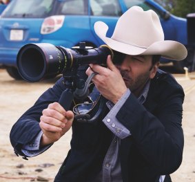 Writer/director Tom Ford on the set of <i>Nocturnal Animals</i>.