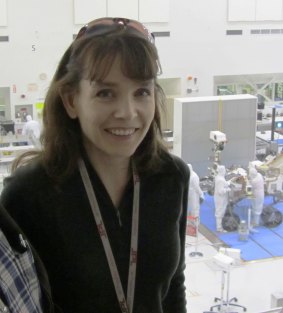 Abigail Allwood in the NASA workshop.