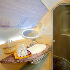 The shower onboard Emirates A380-800 first class.