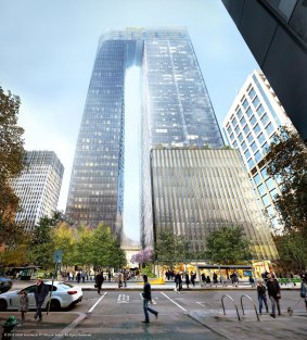An artist's impression of plans for 447 Collins Street. 
