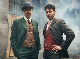 Stephen Mangan and Michael Weston in Houdini & Doyle:  something's not quite right.